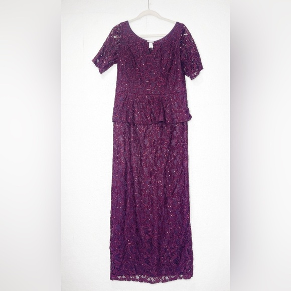 Ursula of Switzerland Burgundy Wine Mother of the Bride Lace Sequin Dress - Picture 1 of 10